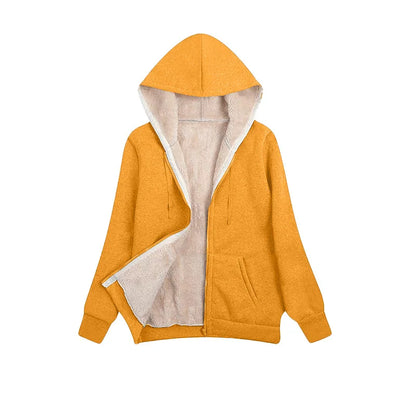Winter Women Hooded Plush Coat Fleece Hoodies S-2XL Zipper Sweatshirt Long Sleeve Sweater Jacket
