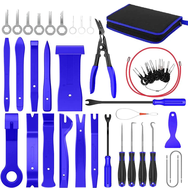 Car Trim Removal Tool Auto Disassembly Tools Door Panel Audio Removal Tool Kit with Clip Pliers Fastener Remover Pry Tool Set