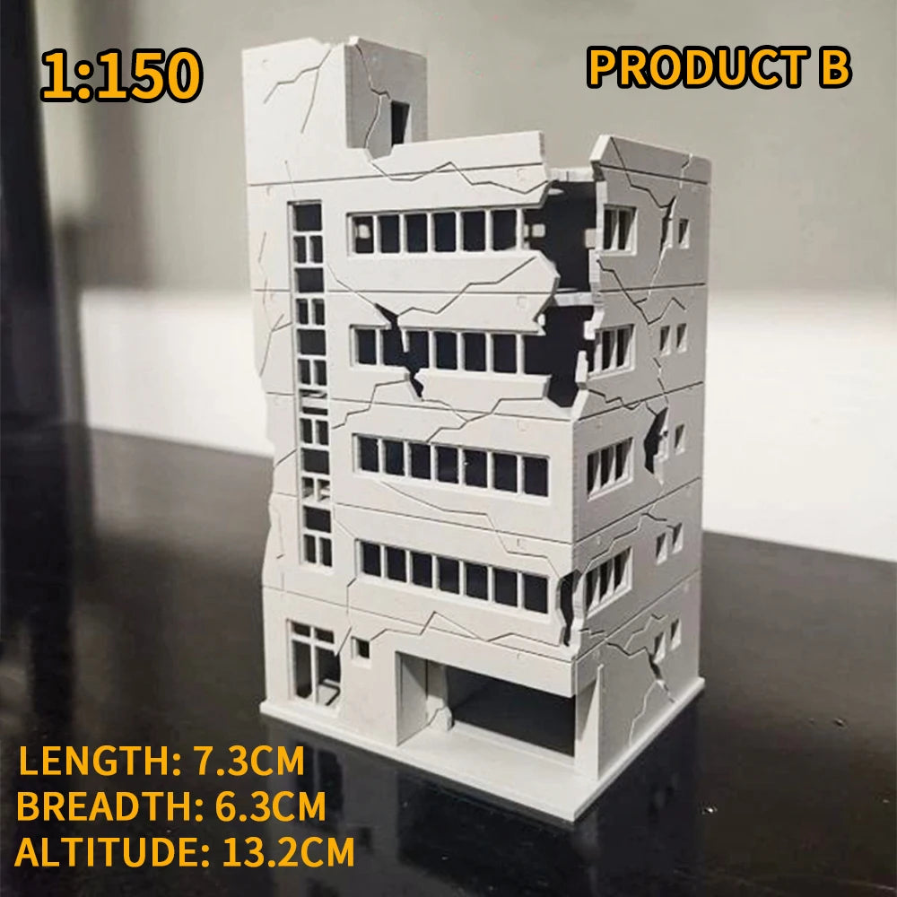 1:150 1:100 N Scale Battle Damaged Building Assembly Model Toys Military Scene Layout Materials Diorama Kits 1Pcs