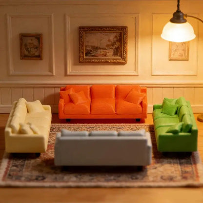 [DO]Dollhouse Living Room Furniture Decoration Dollhouse Simulation Cloud Sofa Model Dolls House Micro Scene Pretend Play Toys