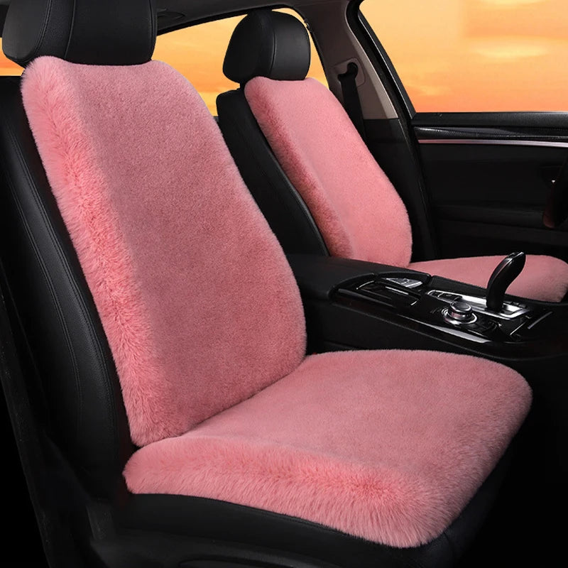 2/3/4pcs Super Soft Fluffy Rabbit Faux Fur Car Seat Cover Winter Plush Warm Thick Home Car Seat Cushion Pad Neck/Waist Pillow