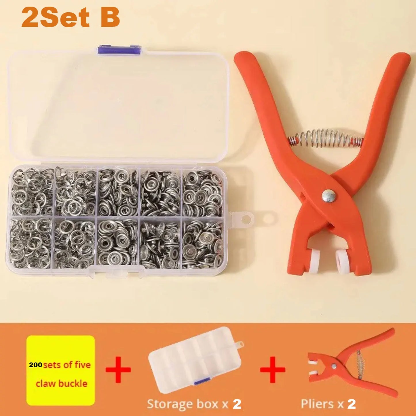 2Set Snap Button Kit With Hand Pressure Pliers 50pcs Snaps , Metal Snaps For Sewing, Sewing Snaps For DIY Crafts Clothes Hats