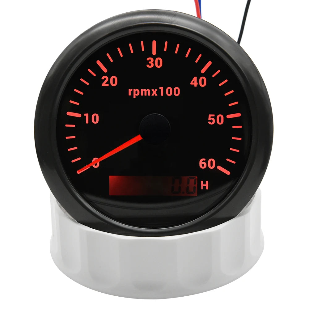 AD 85MM Tachometer with LCD Hour Meter For Marine Boat Car RPM Gauge 0-3000 4000 8000 RPM Meter Tach Sensor 7Colors Backlight