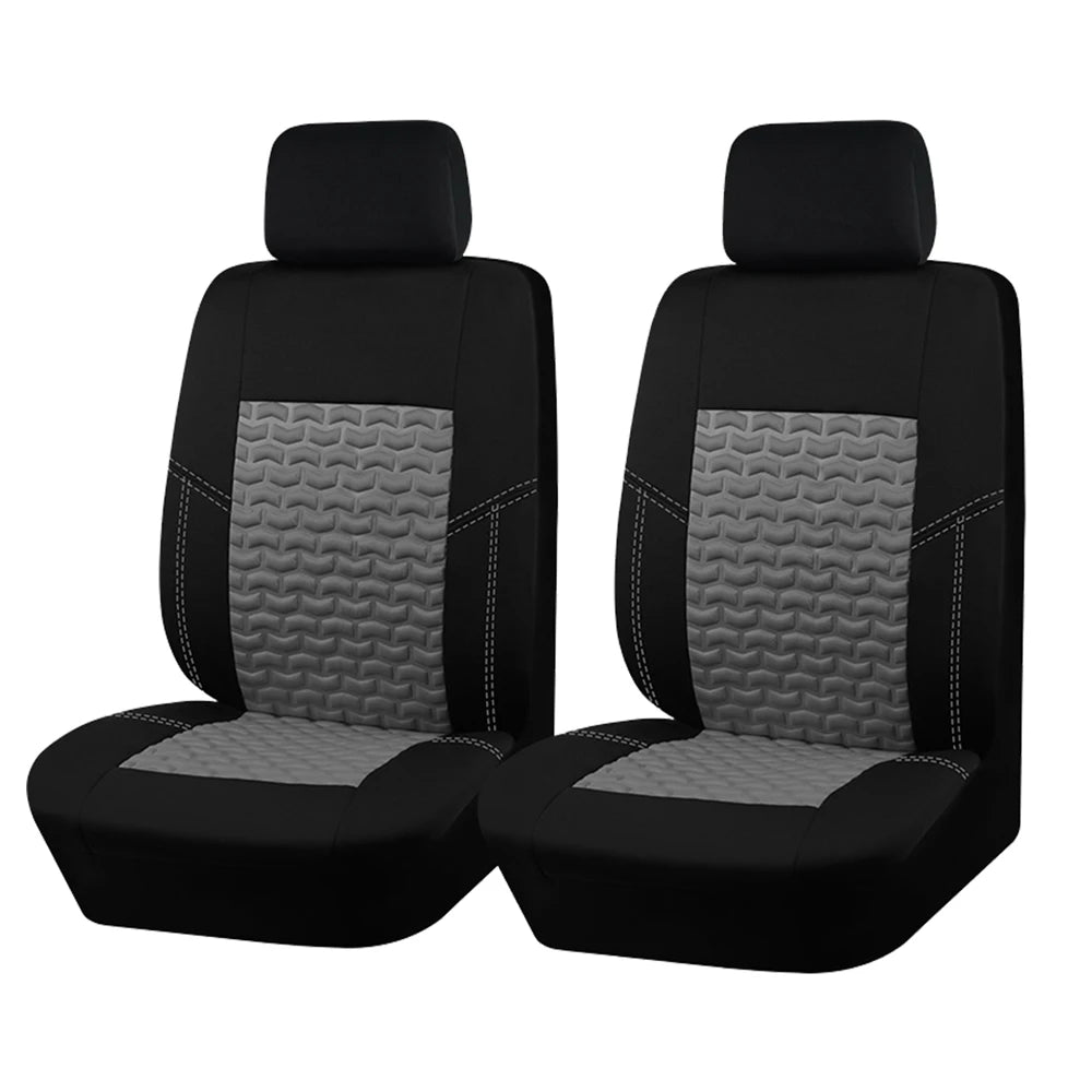 AUTO PLUS Car Seat Covers Tire Texture Press Breathable Fabric Seat Covers for Car 3 Zipper for Rear Seat Backrest