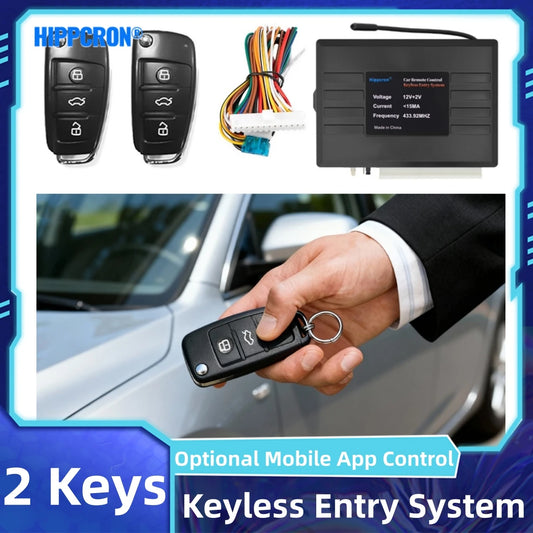 HIPPCRON Universal Car Alarm Systems Remote Central Kit Door Lock Keyless APP With Remote Contr Entry System Central Locking