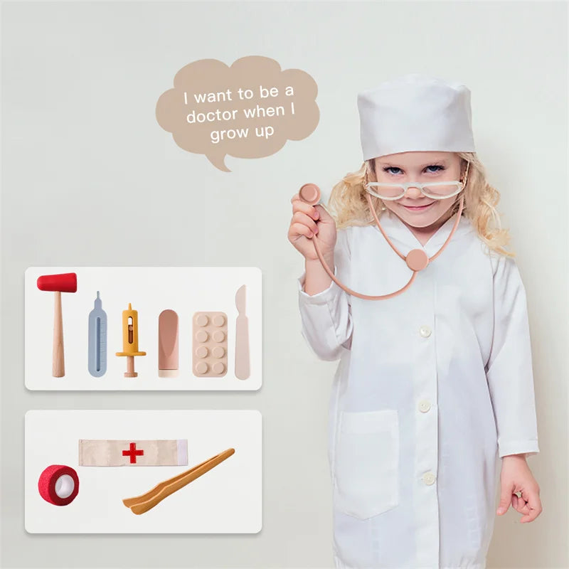 Doctor Toys Pretend Silicone Nurse Set for Girls Boys Play Doctor Kit Food Grade Safety Toddler Games Learning Toy