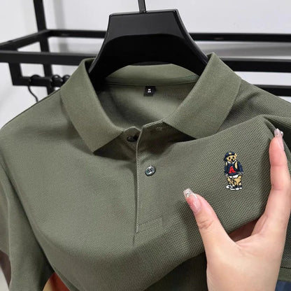 100% pure cotton high-end brand men short sleeve polo shirt new cartoon embroidery summer comfort texture luxury casual T-shirt