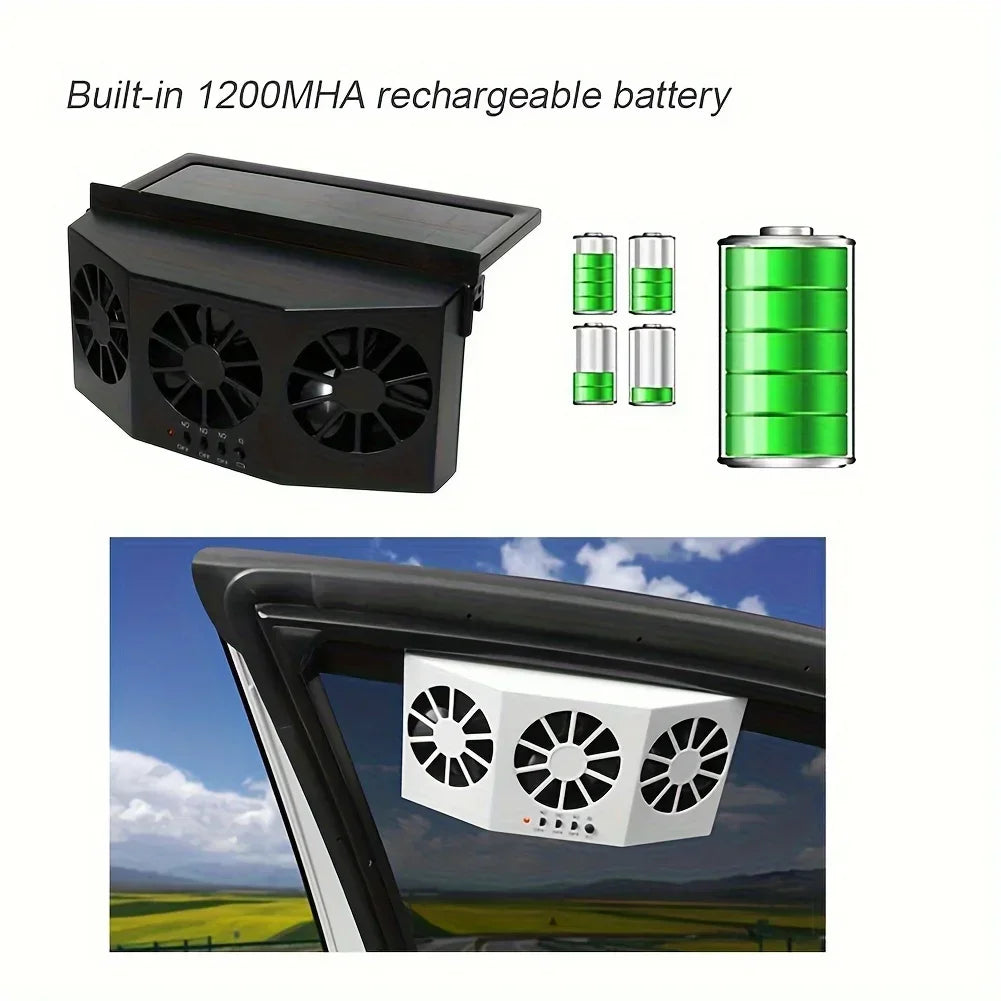 NEW Solar Powered Car Exhaust Fan Car Window Fan Cooling Radiator Energy Saving Auto Coole Portable Deodorization Ventilator