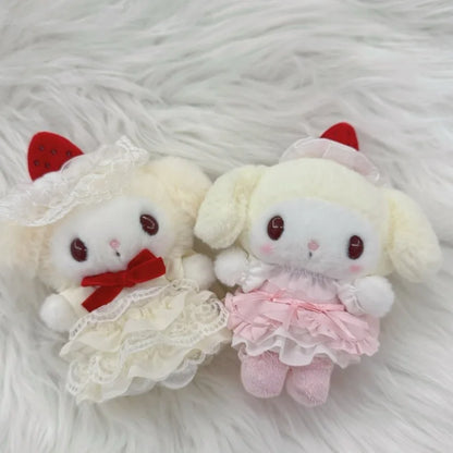Sanrio Cartoon Melody Strawberry Cake Sweetheart Plush Doll Pendant White Strawberry Hello Kitty Stuffed Animals toys Hangings
