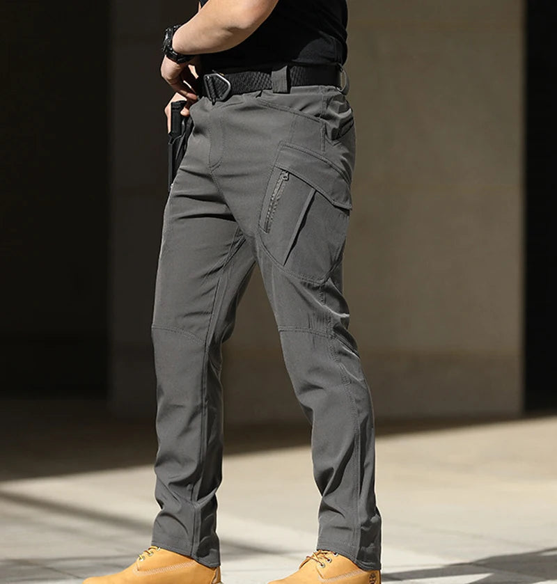 Mens Spring Autumn Pants Hiking Camping Climbing Army Combat Running Cargo Military Tactical Casual Trousers Softshell Elastic
