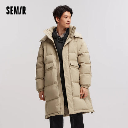 Semir Down Jacket Men Three-Resistant Mid-Length Outerwear 2024 New Contrasting Colors Sports Style Winter Outfit Thick Couple