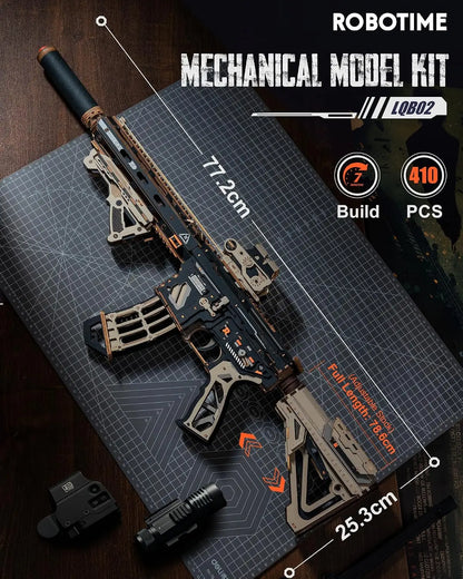 ROKR Wooden Mechanical Model Kit with Rubber-Band Motion LQB02 410-Piece Build Approx 7-Hour Project Adjustable Rear Support