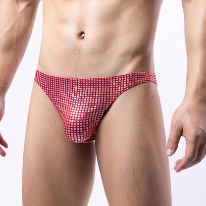 Men's Sexy Shiny Sequin Briefs Fashion Glitter Design Soft Skin-Friendly Breathable Comfort Nightclub Party Underwear