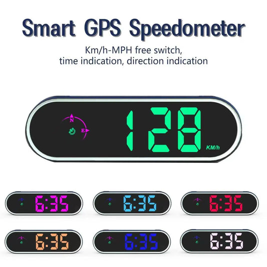 Multicolor Car Hud GPS Speedometer Head Up Display Digital Speed Gauge KMH MPH Switchable for Vehicle Windscreen