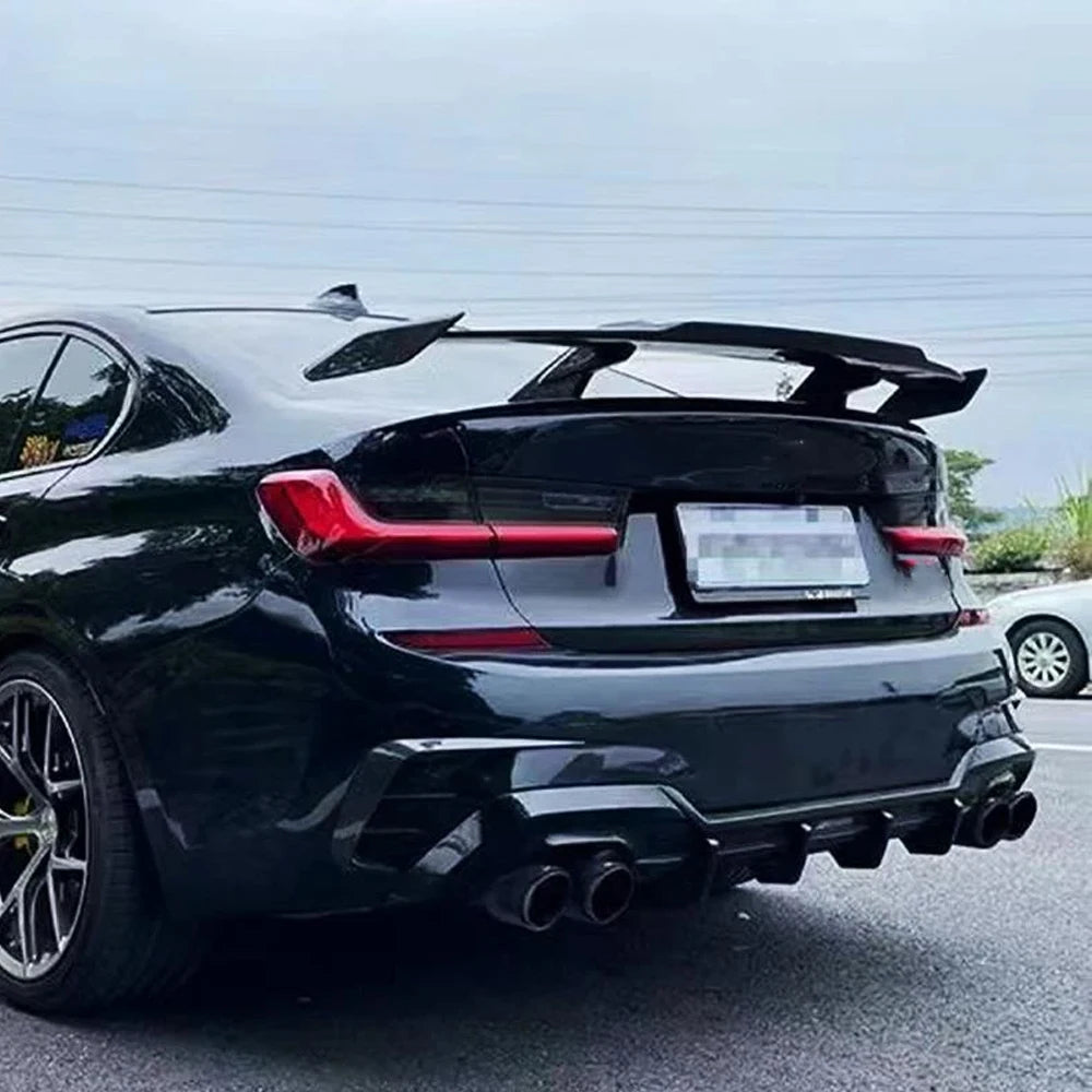 Car Modification Universal Tail Wing Without Punching MP Large Tail Fixed Wing Carbon Grain GT Tail Spoiler Car accessories