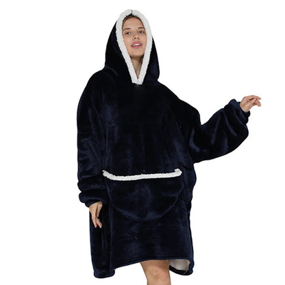 2024 Cartoon Oversized Hoodie Blanket with Sleeves Winter Warm Fleece Sweatshirt Cow Hoodies Women Men Korean Funny Print Hoodie