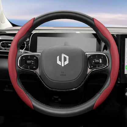 Suitable for Leapmotor Breathable Leather Steering Wheel Cover with Segmented Quick-Release Design, Non-Slip and Durable, for Models T03 C10 B10 B05 B03X C16 C11 C01, Etc., in Black, Bright Red, and Green