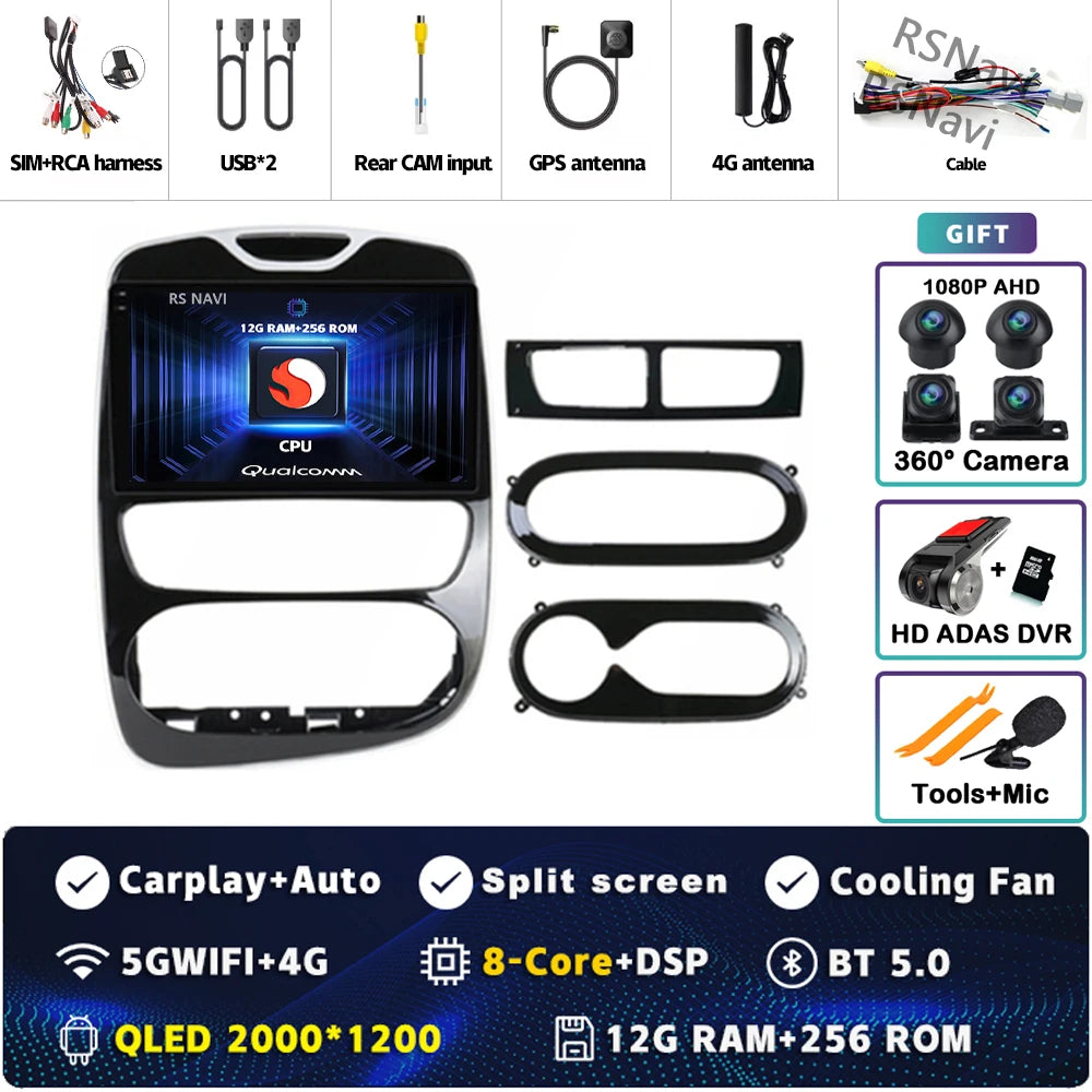 Android 15 Carplay Auto WIFI+4G For Renault Clio 3 4 2012 2013 2015 - 2018 Car Radio GPS Stereo Multimedia Player 2din Wireless