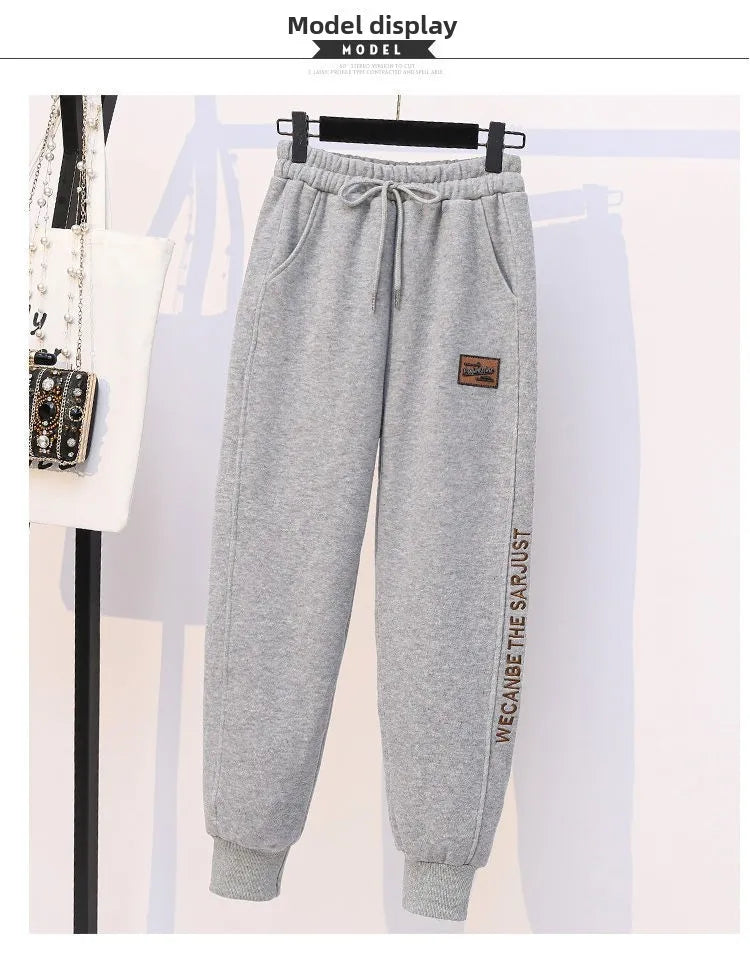 Thickened Fleece Cotton Harlan Pants Women's Casual Sports Sweatpants High Waist Elastic Bottom Leisure Trousers for All Seasons