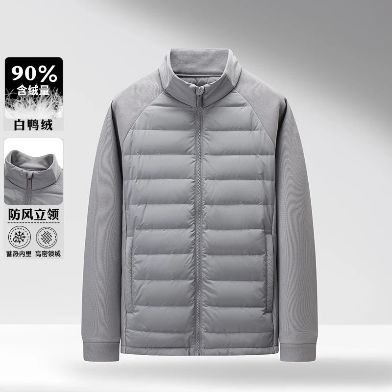 High-quality and fashionable new national standard 90-down lightweight knitted stand-up collar down jacket for men in winter