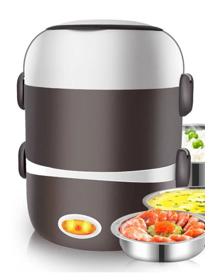 Portable electric lunch box 1 bottle pc car stainless steel plastic 2-in-1 household insulation heating lunch box can be plugged