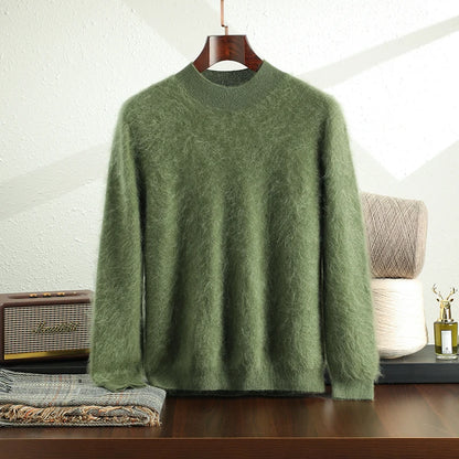 High-end brushed 100% pure cashmere warm men's half turtle neck new autumn and winter Joker knit bottoming shirt.
