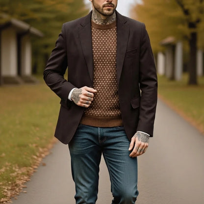 Men's Smart Casual Suede Blazer Vintage Lined Suit Jacket for Office Wear - Street Style M-2XL