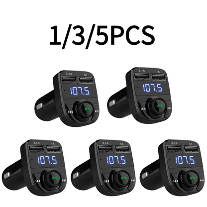 1/3/5PCS Car Bluetooth FM Transmitter Wireless Radio Adapter For Auto Music Stereo Player Dual USB Fast Charger For Smart Phone