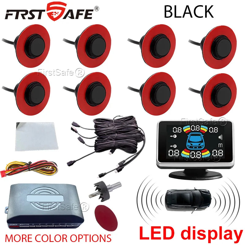 12V 16.5mm Parking Sensor Kit 6/8 Sensor Buzzer Reverse Radar Sound Alarm Indicator Probe System
