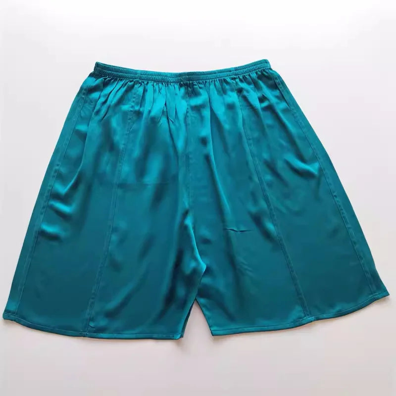 100% Mulberry Silk Men Boxer Underwear Couple Rubber Band Thin Short Home Pants Promotion Woman Can Wear