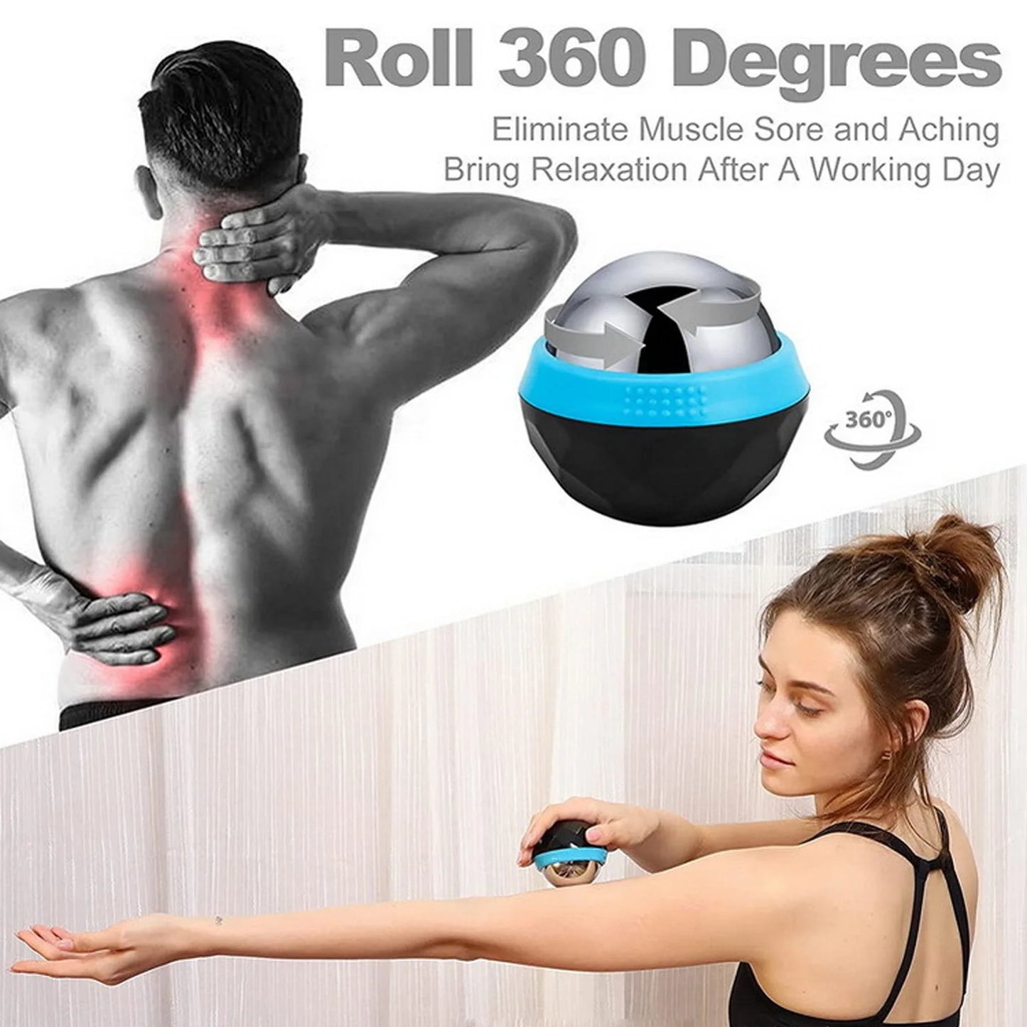 Cold Massage Roller Ball Handheld Heat Relief Stainless Steel Rolling Ice Ball Blue Black Cold Compress Massage Ball