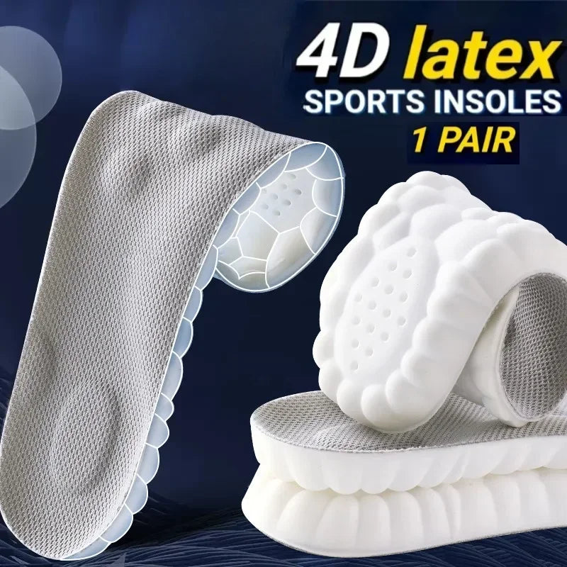 4D Massage Shoes Insoles Super Soft Latex Sports Insole for Feet Running Basket Shoe Sole Arch Support Orthopedic Inserts Unisex