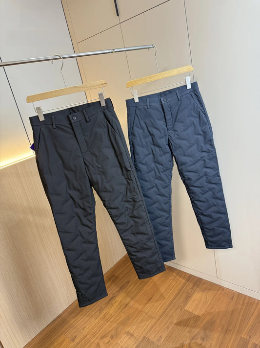 Men's Fashionable Urban Style Duck down Pants 90% Fill Power Straight Leg Thickened Warm Commuter Trousers for Winter