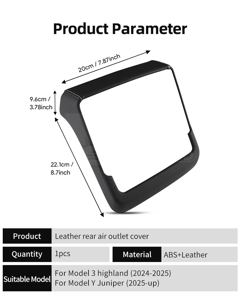 Leather Rear Screen Frame Protective ABS Cover for Tesla Model Y Juniper Launch 2025 2026 2027-Up Model 3 Highland 2024-UP Trim