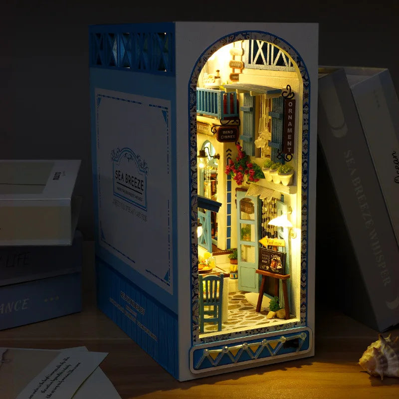 TC16/TC18/TC35/TC36/TC39 DIY Wooden Book Nook Shelf Insert Kit Bookshelf Forest House Dollhouse Bookend Toys Girls Xmas Gifts
