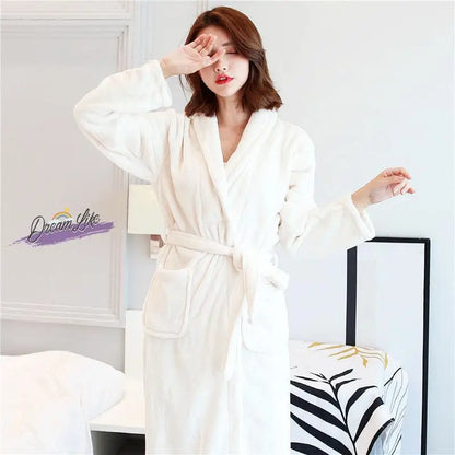 Thiened Long Pajamas Couples Flannel Spwear Coral Fce Home Clothes Men Women Robe Autumn Winter Nightgown Casual Sle