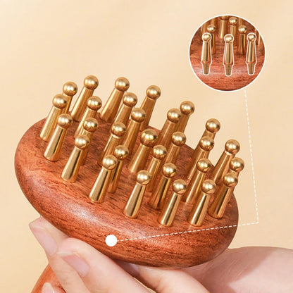 29-Tooth Solid Brass Meridian Brush Craftsmanship Wooden Handle Massager Brush Multipurpose Beauty & Body Shaping Massage Tool.
