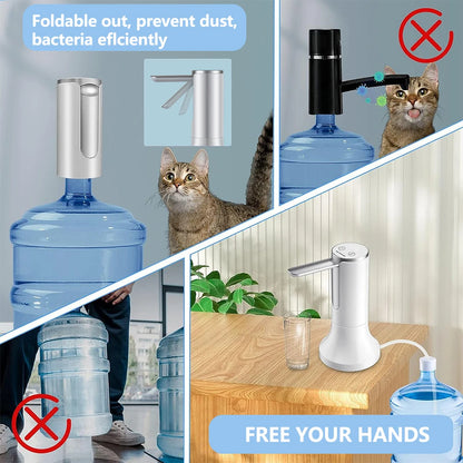 Electric Water Gallon Pump Automatic Water Pump 19 Liters Foldable Desktop Water Bottle Pump USB Rechargeable Water Dispenser