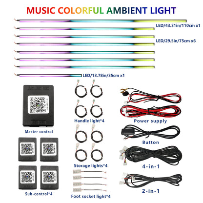 FOR YOUR CAR 6/18 in 1 Acrylic Car Ambient Light RGB 213 Color Symphony Acrylic APP Streamer Atmosphere Lamp Kit Sunroof light