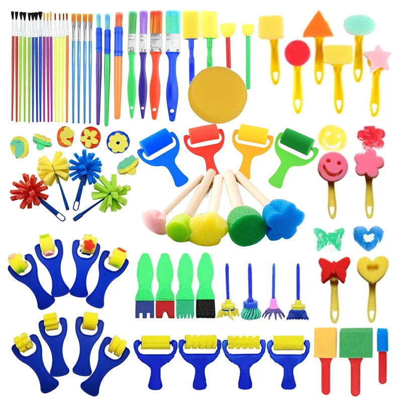 Painting Sponge Roller Brush Kits Children Drawing Toys Graffiti DIY Tool Early Education Toy Parent-child Interaction Toy TMZ