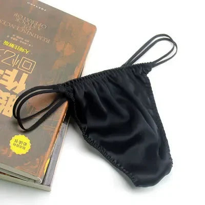 Men's thong, silk low waisted men's underwear, personalized fashion trend, mulberry silk elastic triangle pants, sexy double