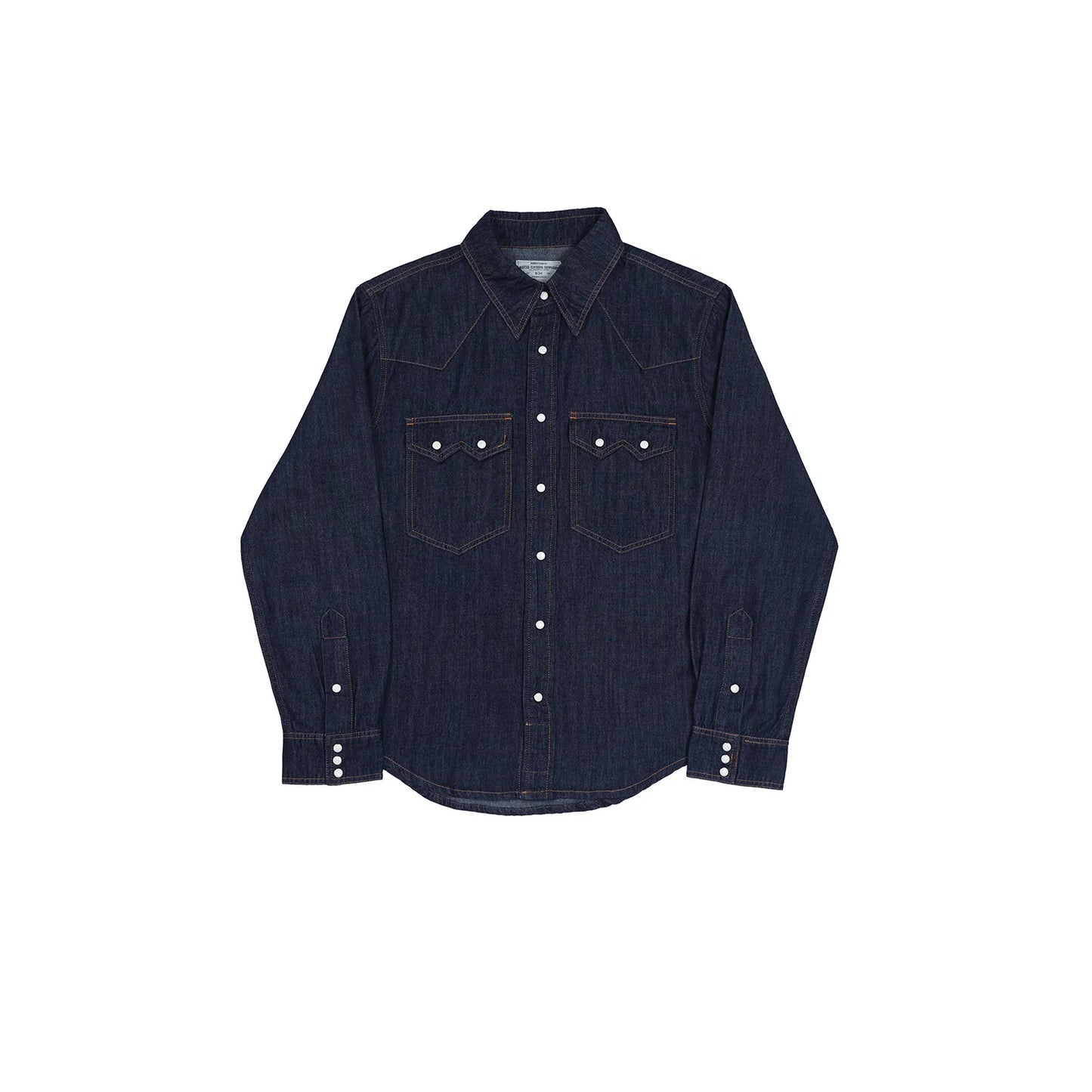 American Retro Western Denim Shirt Raw Denim Washed Casual Pearl Snap Button Western Shirt