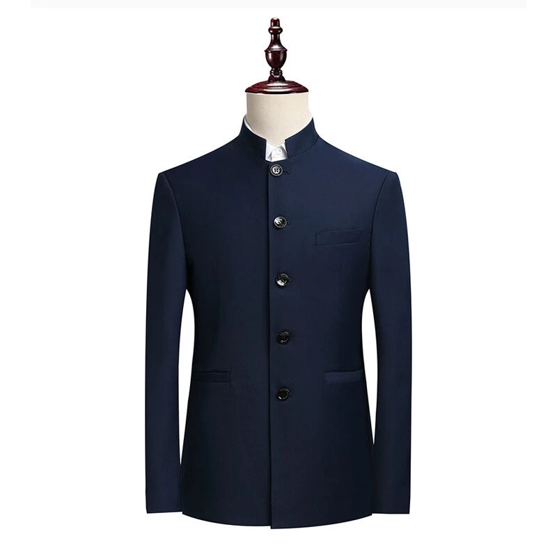 Blazer Men's Fashionable Business Zhongshan Suit Gentle Slimming, Gentleman's Casual Chinese Stand-up Collar, High-end Blazer