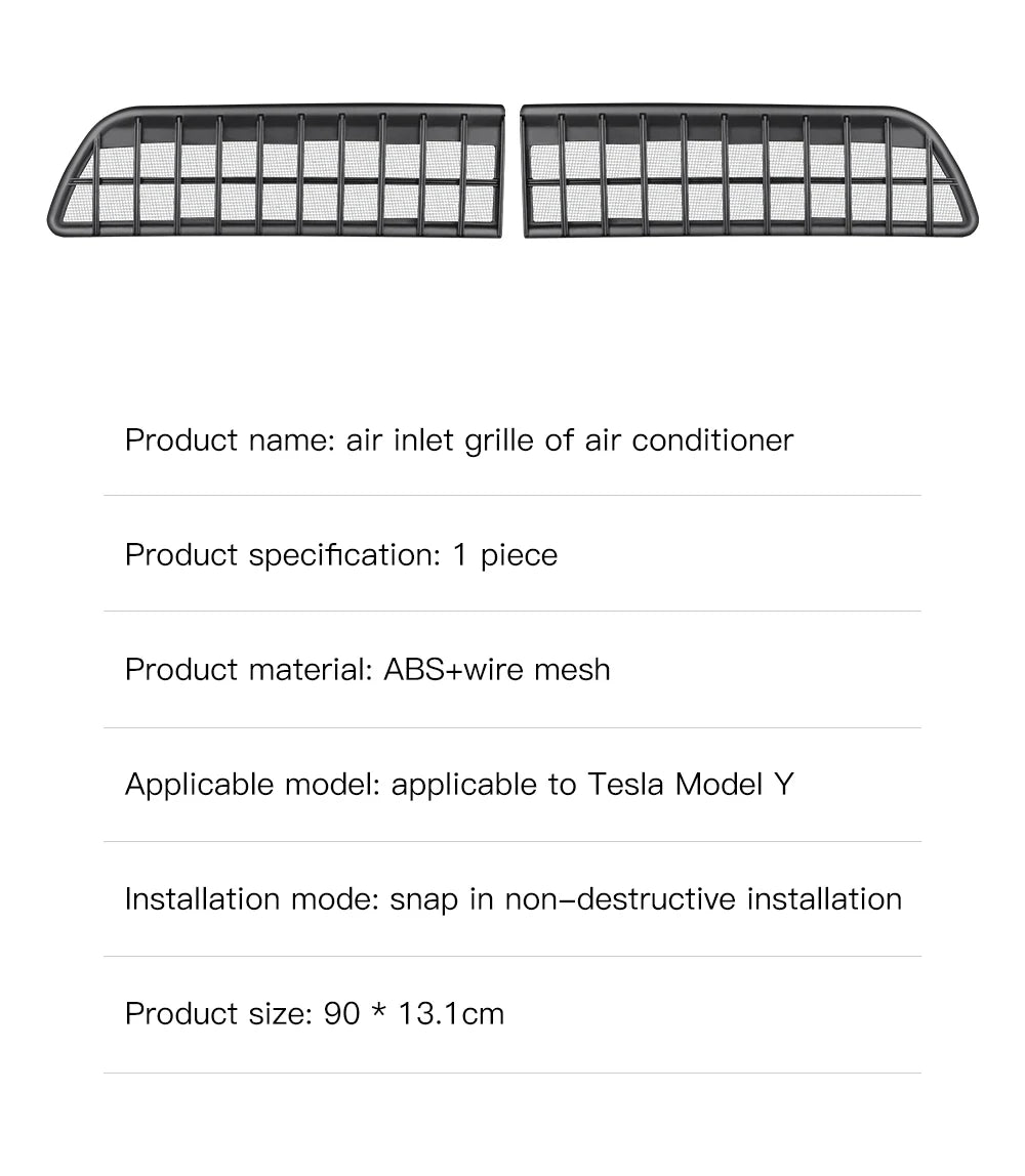 YZ Air Inlet Protective Cover For Tesla Model Y/YL 2026 Juniper Anti-insect Anti-fouling Front Air-Conditioning Insect-proof Net