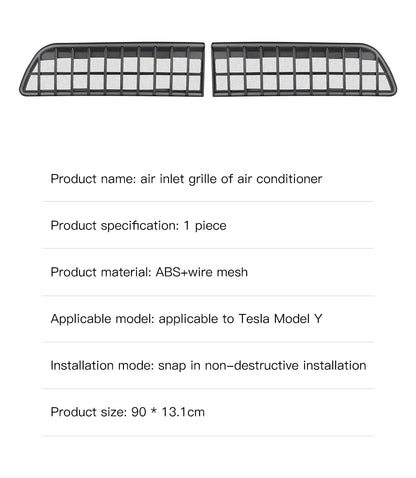 YZ Air Inlet Protective Cover For Tesla Model Y/YL 2026 Juniper Anti-insect Anti-fouling Front Air-Conditioning Insect-proof Net
