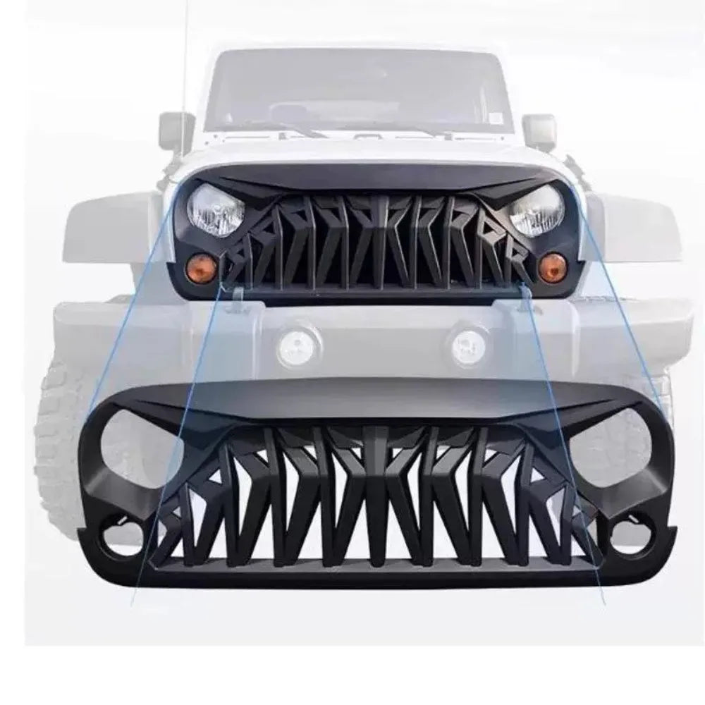 Shark Style for Jeep Wrangler JK 2008-2017 4x4 Front Bumper Grilles Offroad Racing Grills Air Vent Cover Trim Body Kit Auto Part