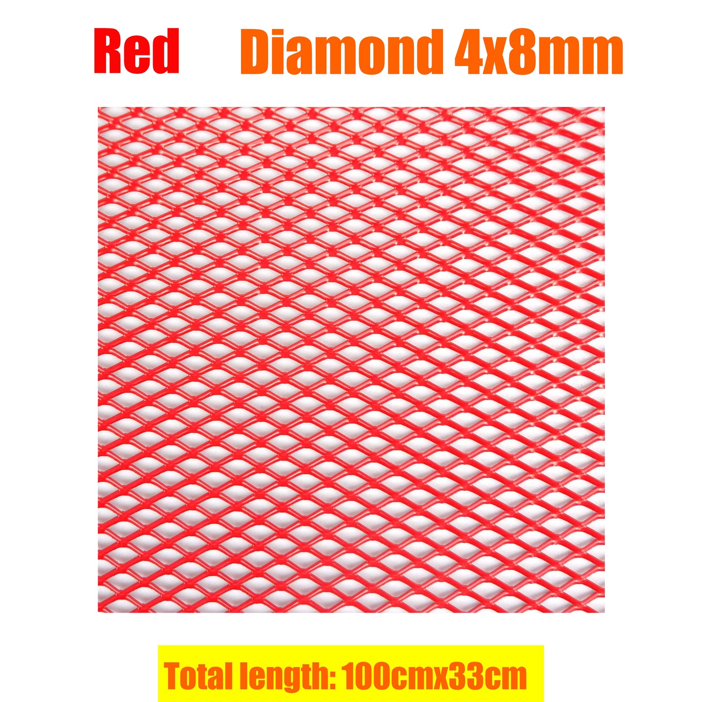 100x33cm Aluminium Racing Car Bumper Grille Grill Mesh Net Vent Red Tuning Universal Protector Caravan Camper Home Garden