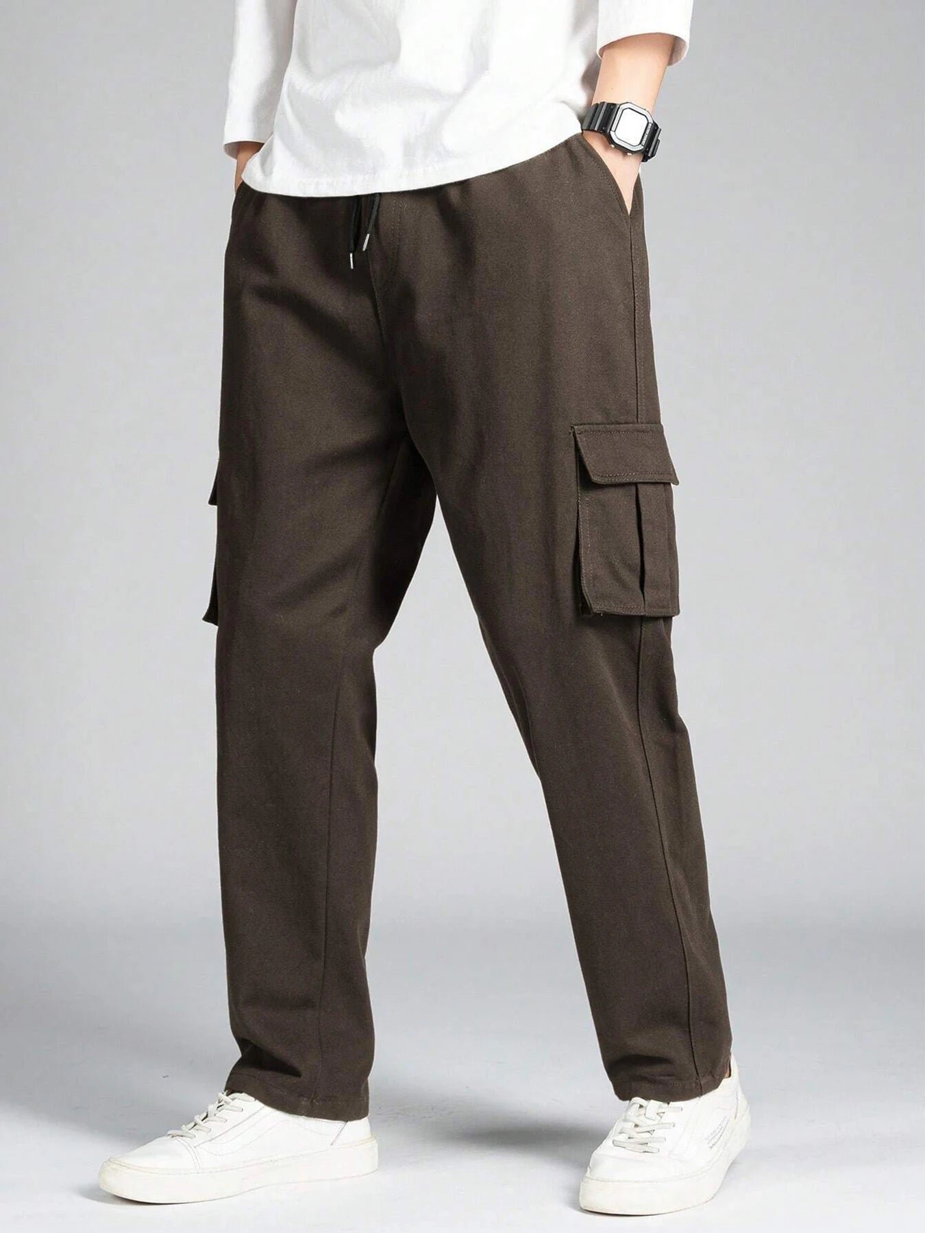 Men's Autumn Winter Workwear Casual Trousers Straight Loose Multi-Pocket Trendy Brand Long Pants Fashionable
