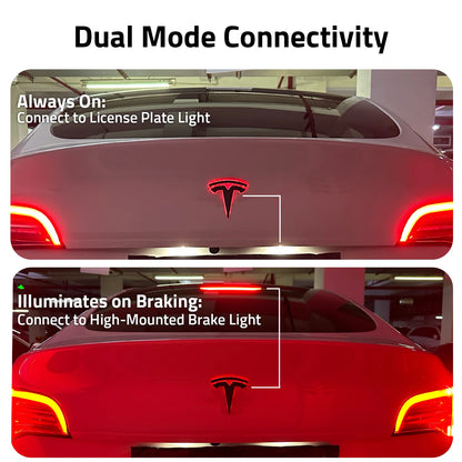 LED Trunk Emblem Ambient Light for Tesla Model 3/Y/X/S, Two Modes for Ambient Light or Brake Light