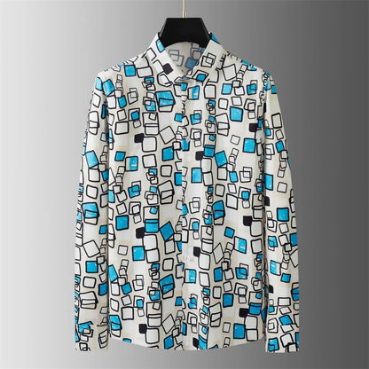 2025 Luxury letter-printed shirt for men, long-sleeved, fitted casual shirt, high-quality, fashionable, oversized men's clothing